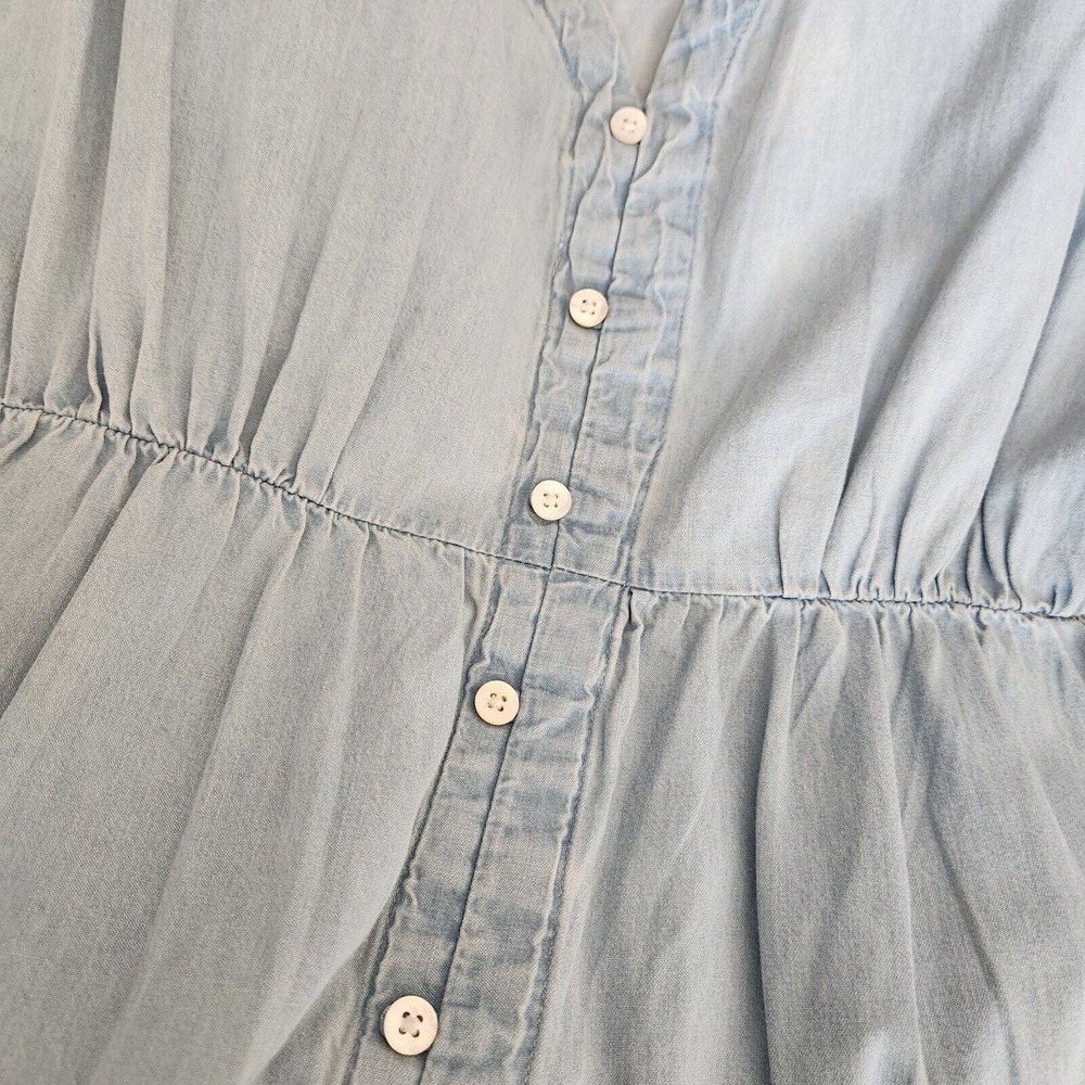 New Directions Women's 1X XL Chambray Tiered Midi Dress Blue Denim Sleeveless‎ - Picture 11 of 13